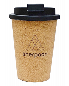 Duurzame to-go beker kurk 350ml met Sherpaan logo